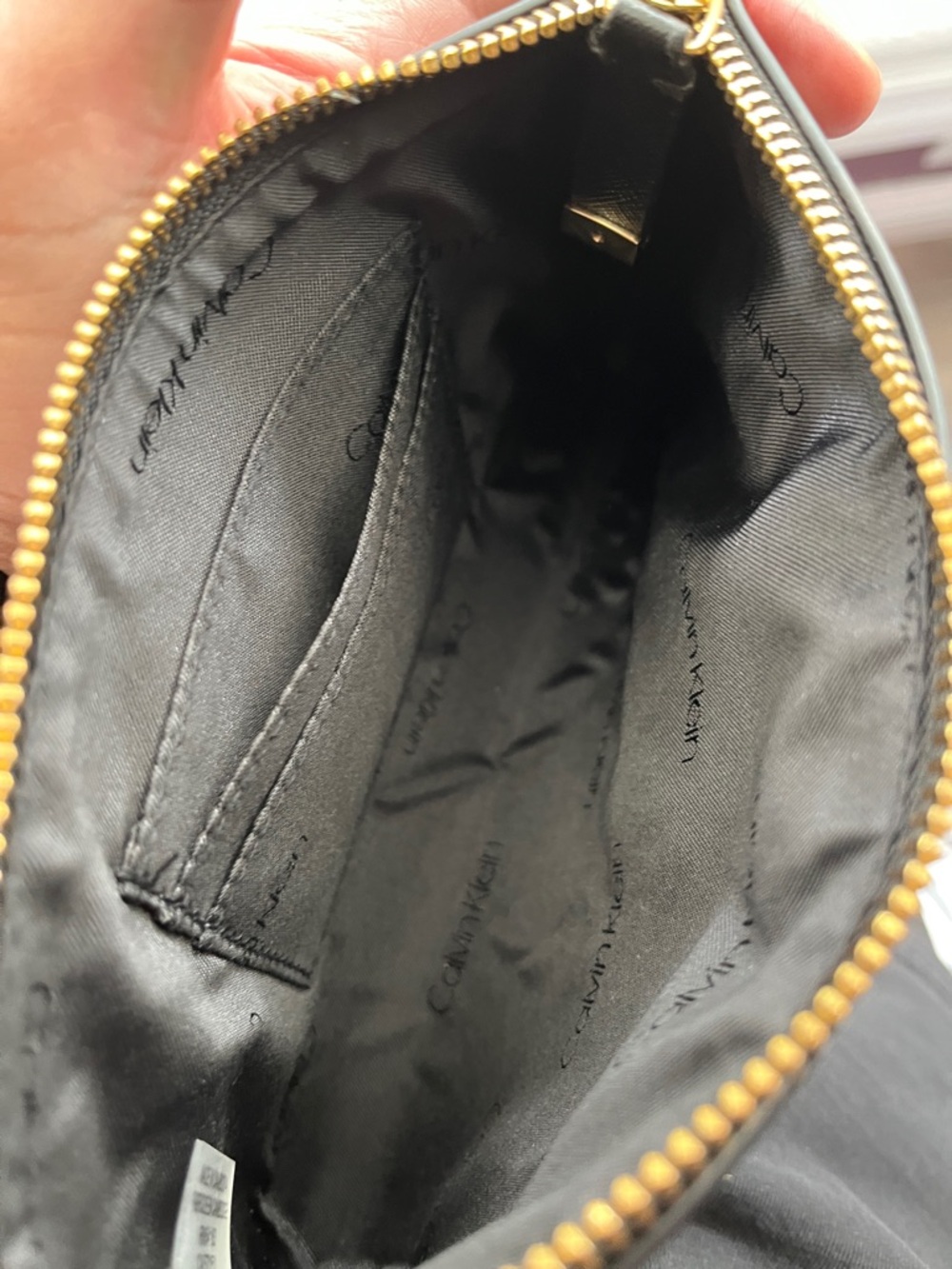 Calvin Klein Black Leather Wristlet with Gold Logo - Picture 6 of 11